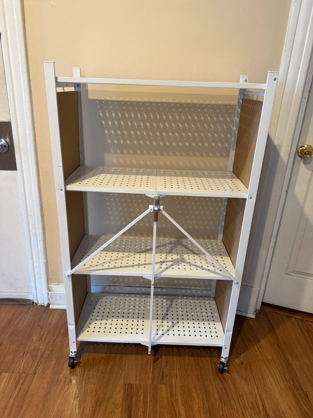 White Folding 4-Shelf Rolling Storage Cart - photo 3