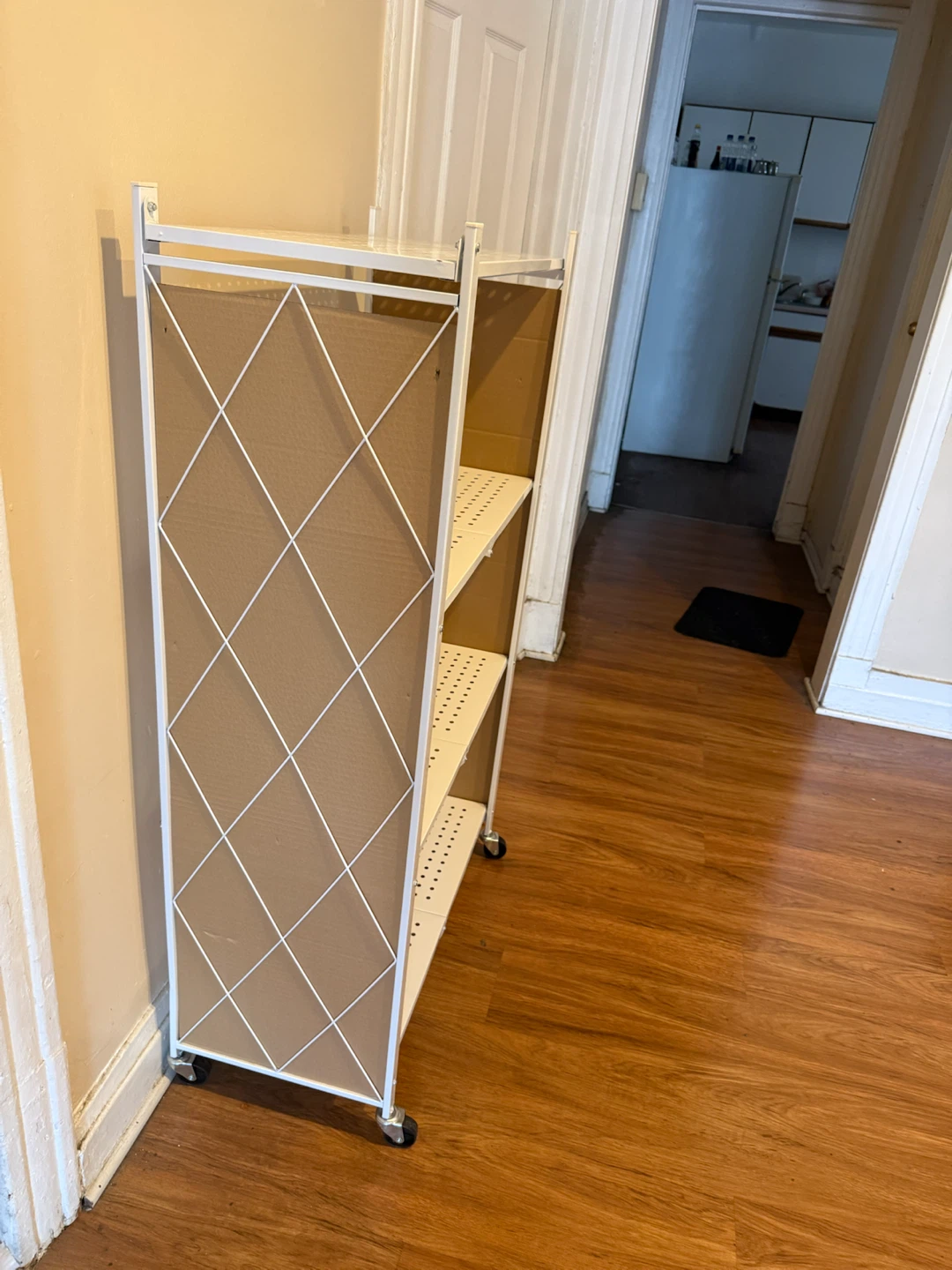 White Folding 4-Shelf Rolling Storage Cart - photo 4