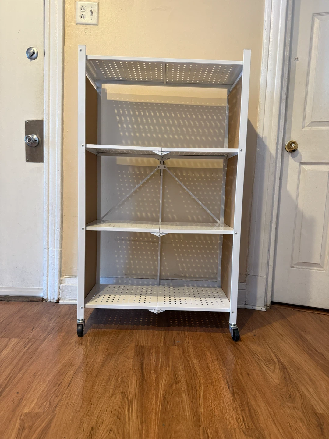 White Folding 4-Shelf Rolling Storage Cart - photo 5
