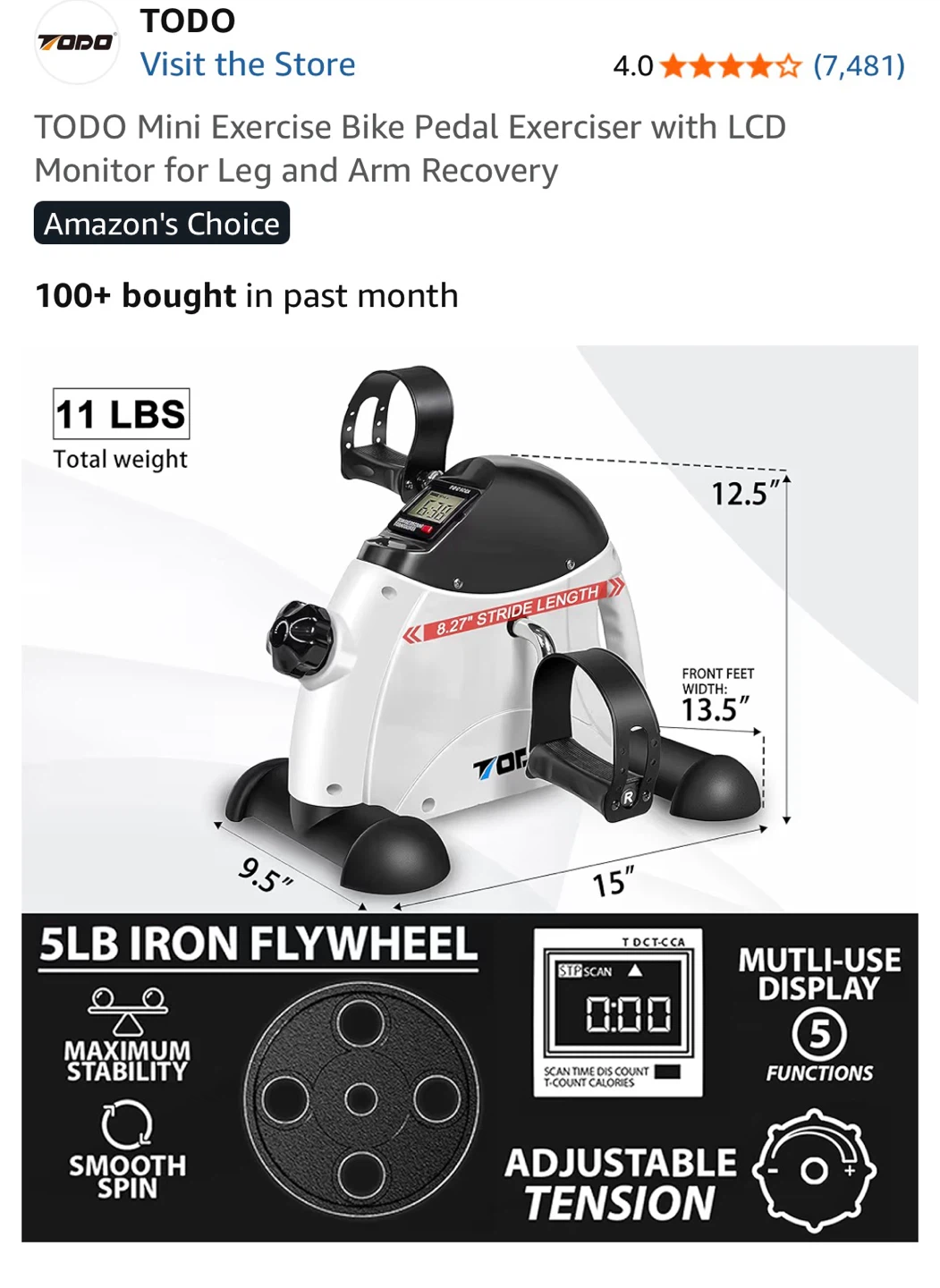TODO Mini Exercise Bike Pedal Exerciser