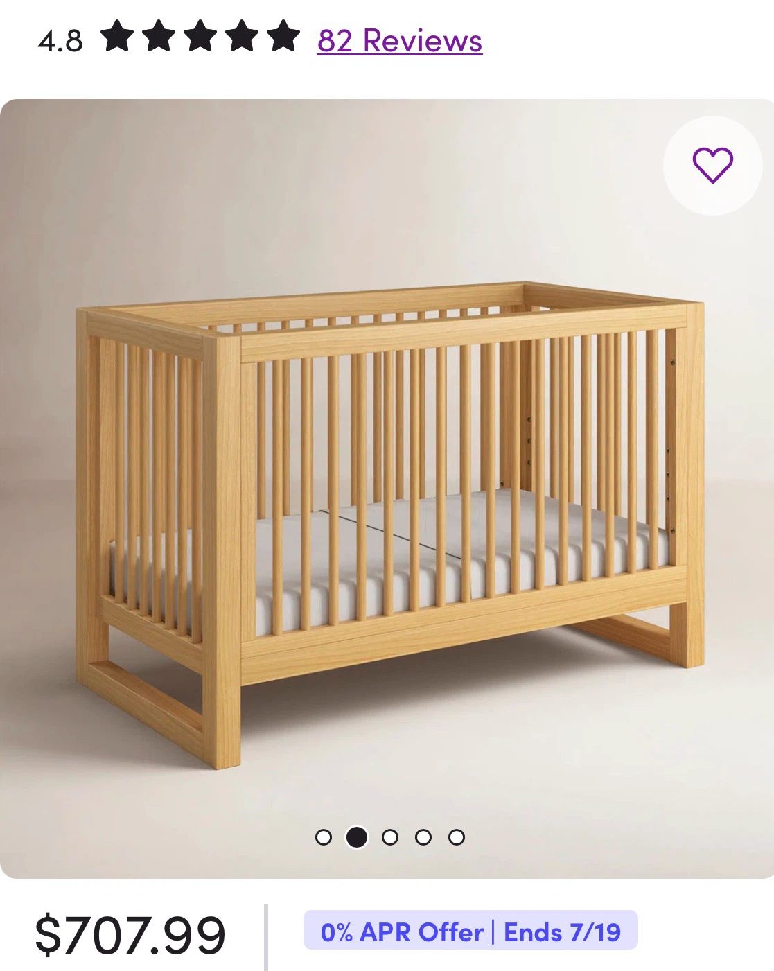 New - $ 717 Wood Convertible  Crib