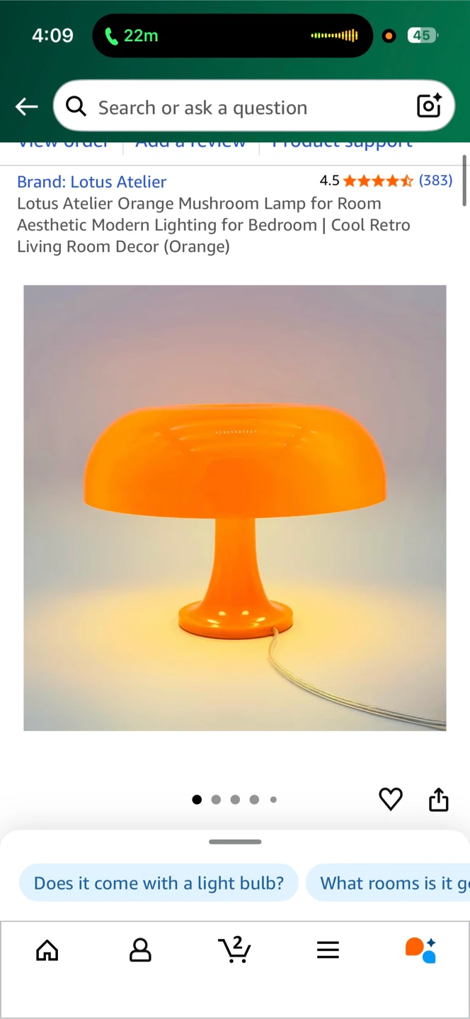 Lotus Atelier Orange Mushroom Lamp - photo 4
