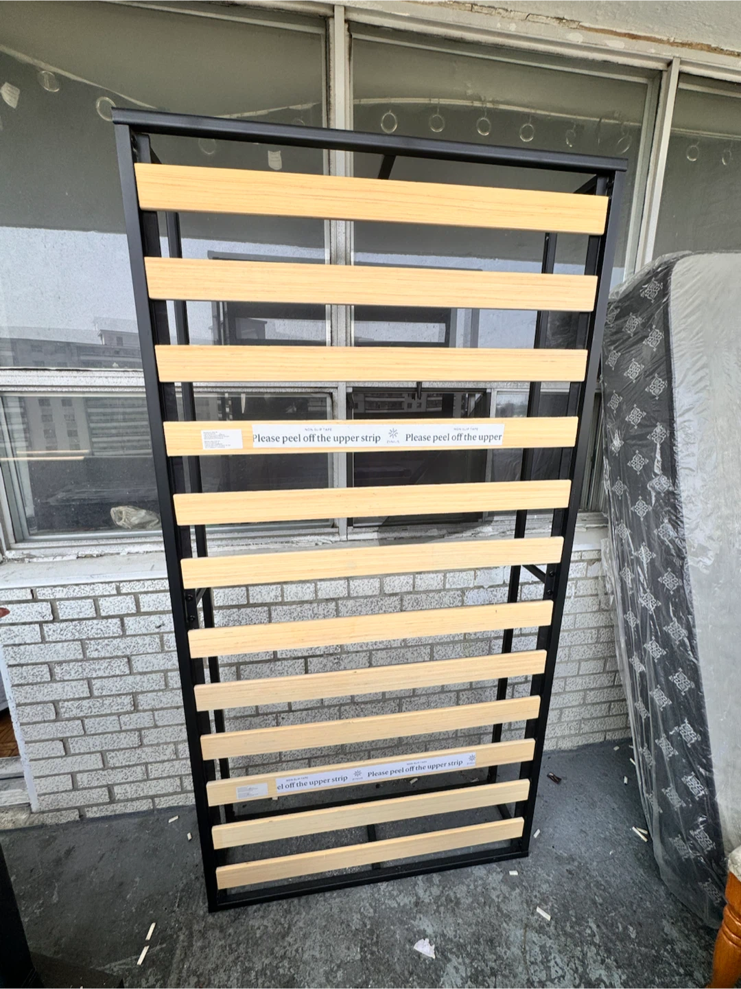 Metal Bed Frame with Wood Slats