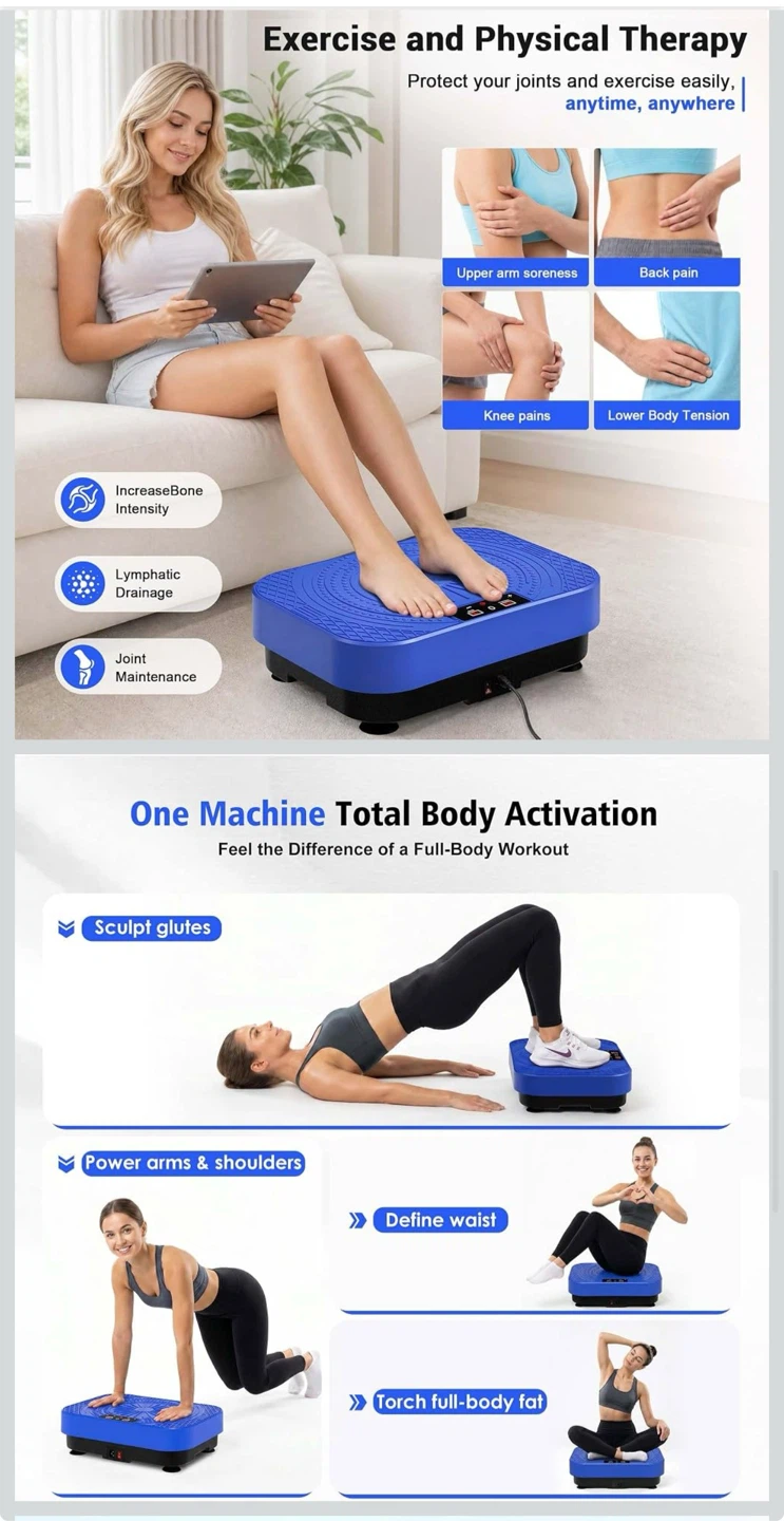Blue Vibration Plate with Remote and Resistance Bands - photo 4