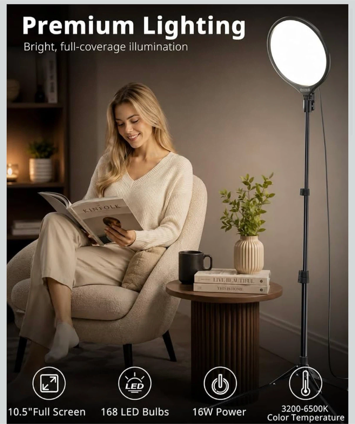 10.5" LED Ring Light with Tripod and Remote - photo 2