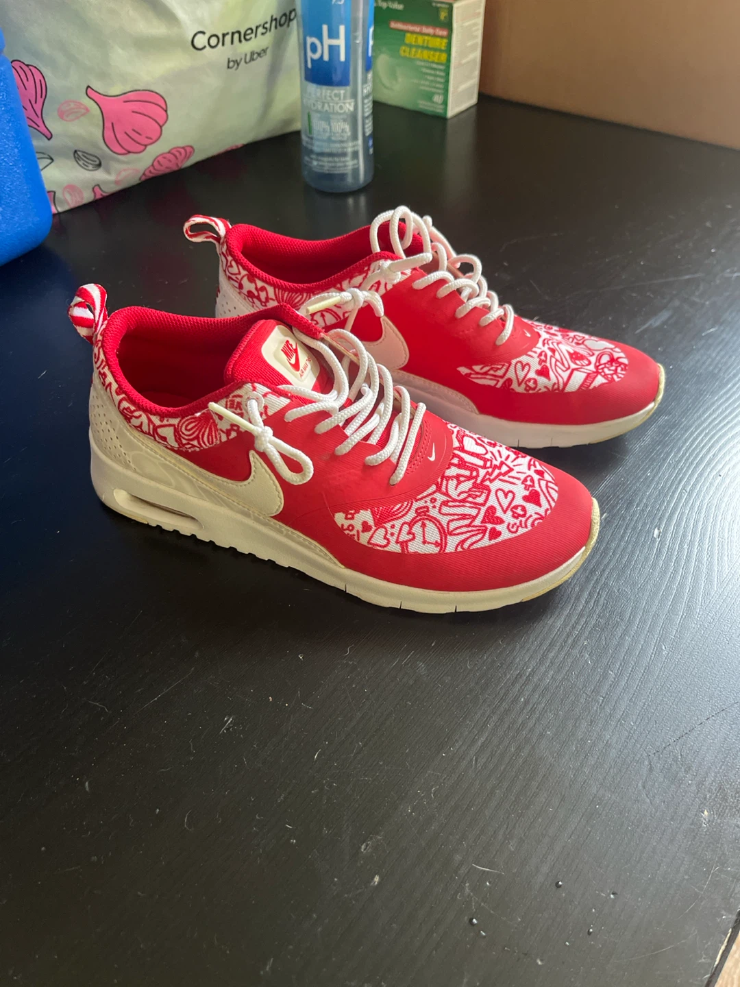 Nike Air Max Thea Red White Doodle Sneakers