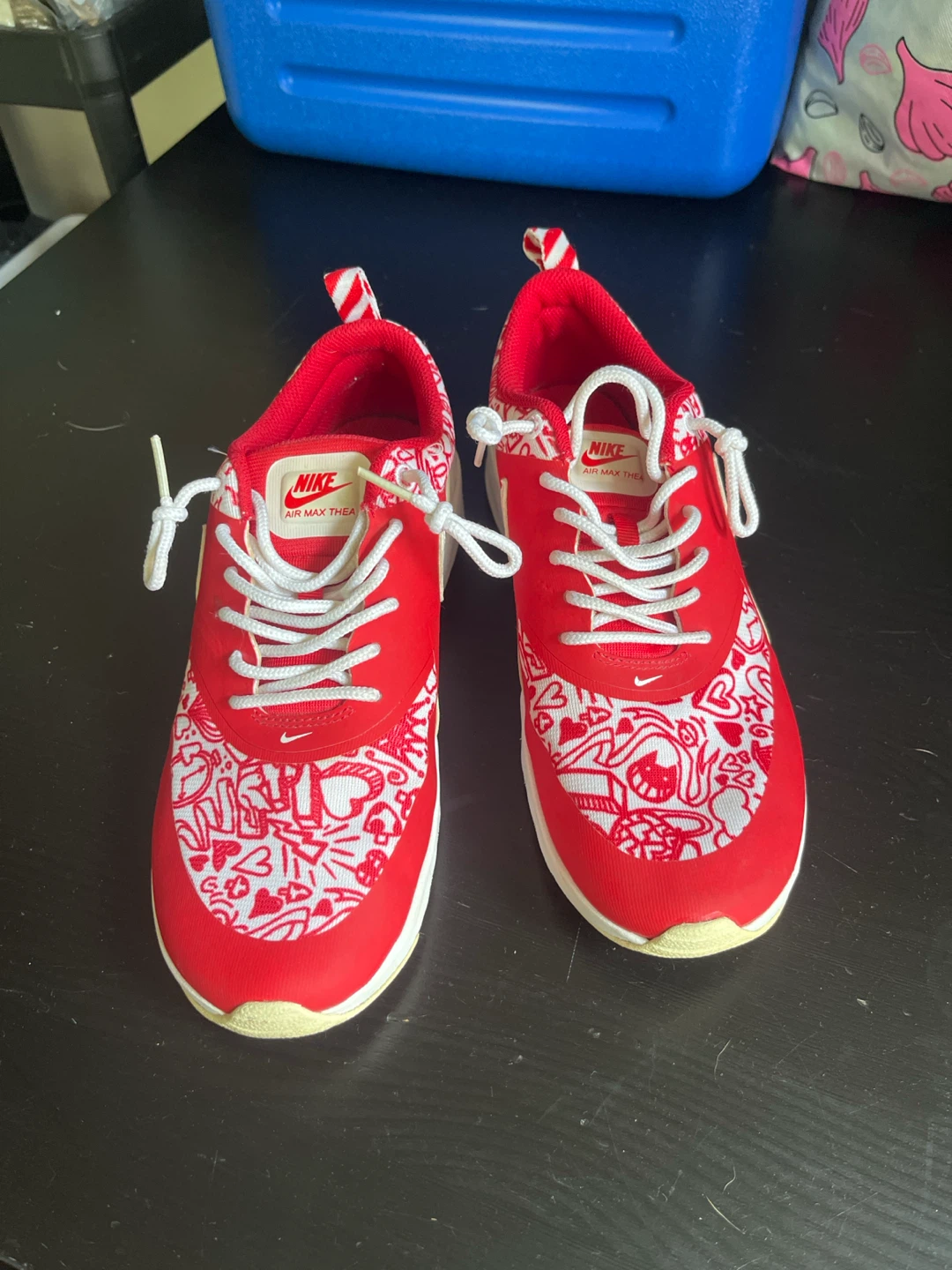 Nike Air Max Thea Red White Doodle Sneakers - photo 2