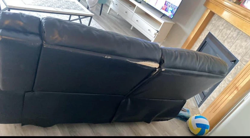 Black Leather Sectional Sofa with Recliners