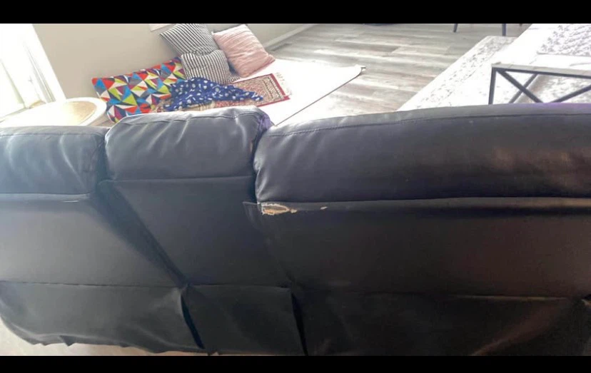 Black Leather Sectional Sofa with Recliners - photo 2