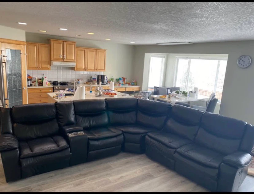 Black Leather Sectional Sofa with Recliners - photo 3