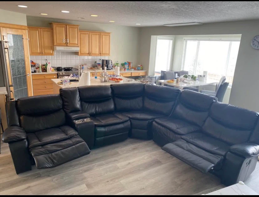 Black Leather Sectional Sofa with Recliners - photo 4