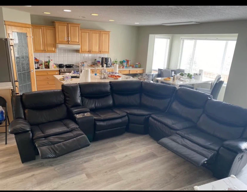 Black Leather Sectional Sofa with Recliners - photo 5