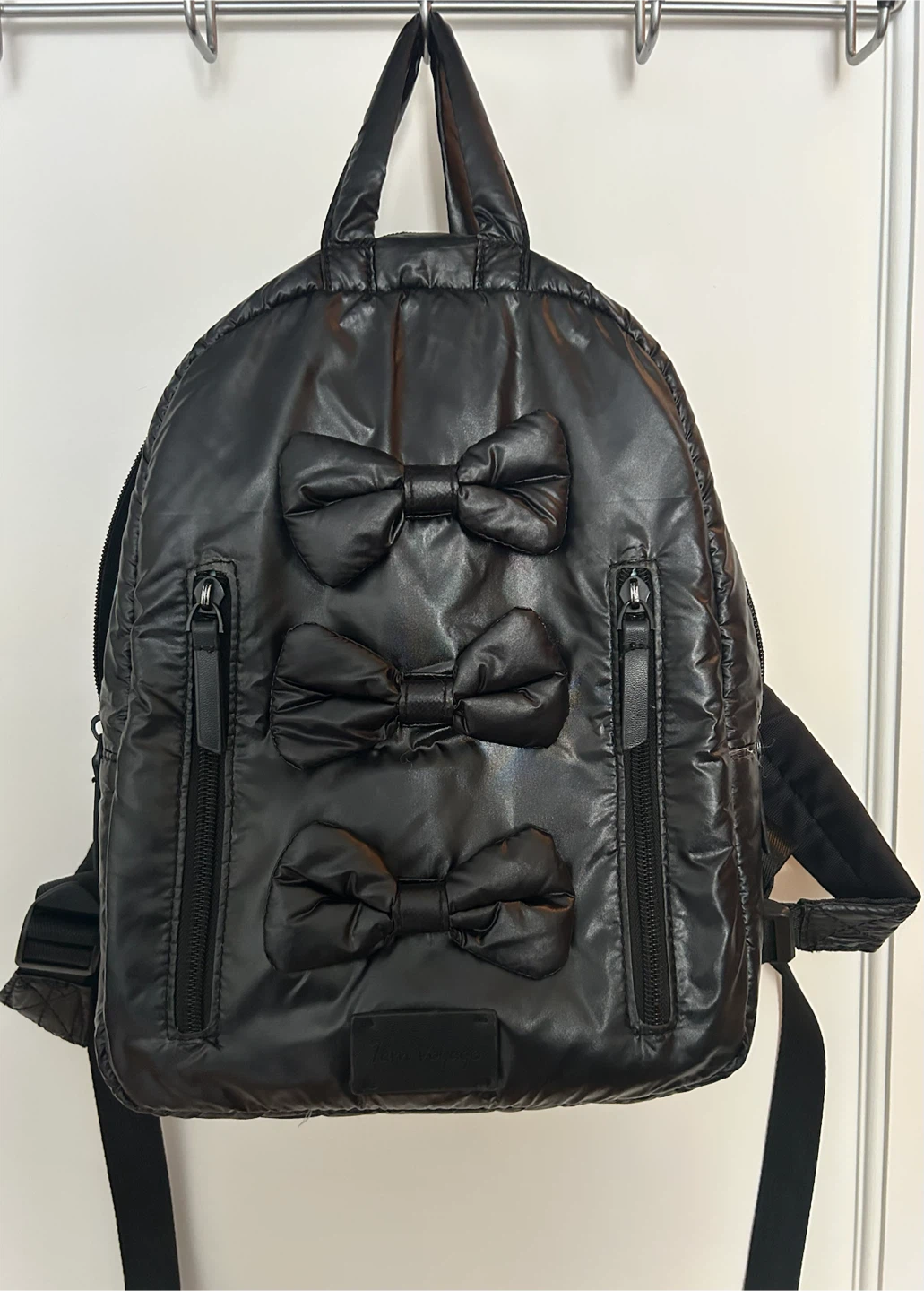 Tam Voyage Black Nylon Backpack with Bows