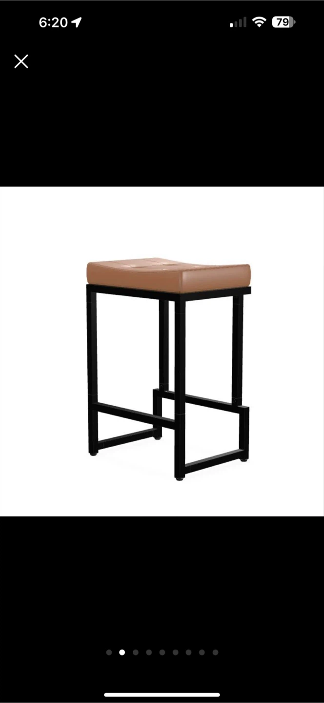 Brown Faux Leather Bar Stool - set of 3 - photo 2