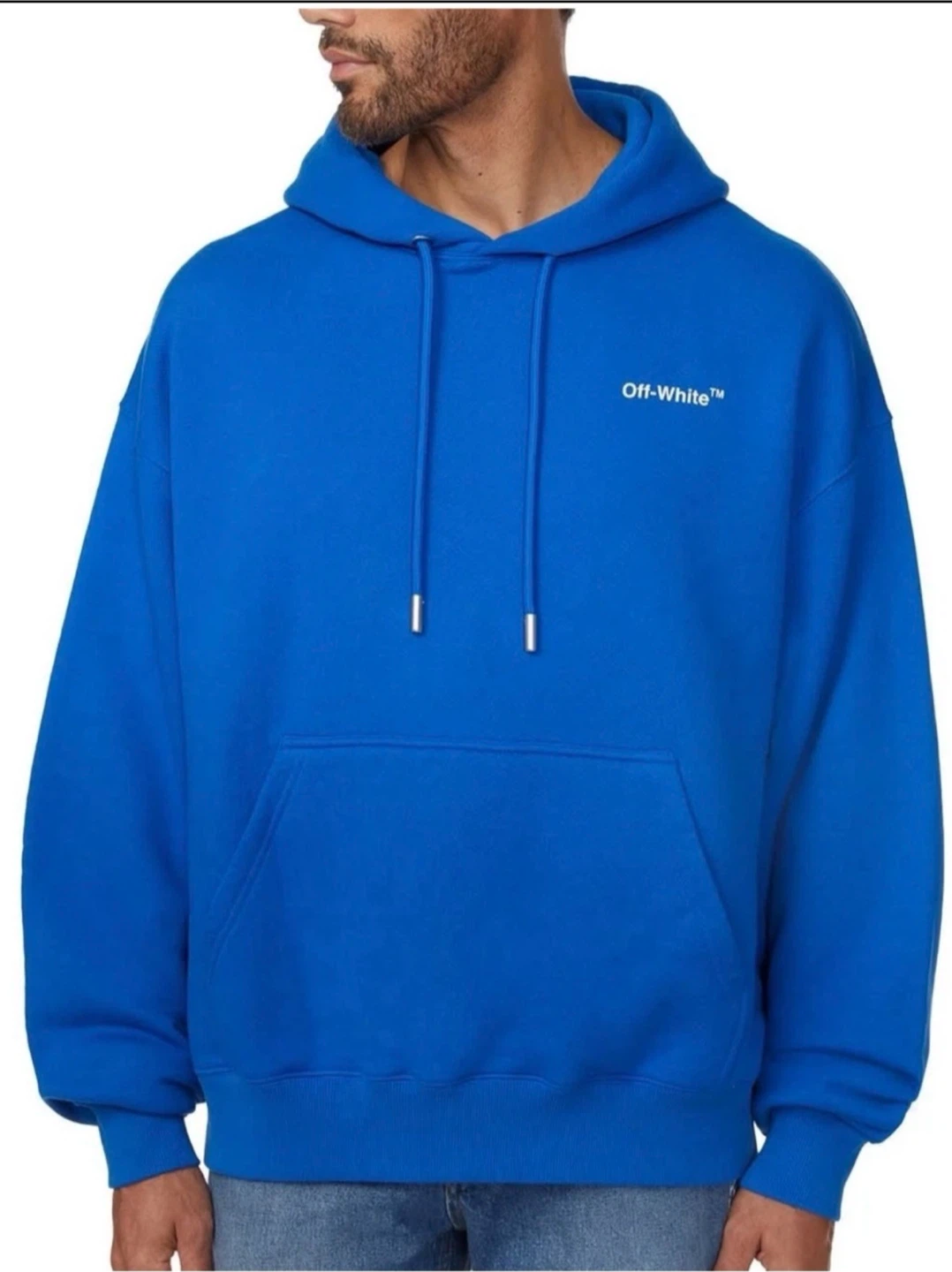 Off-White Exclusive Men's Oversize Fit Hoodie Blue Size Large