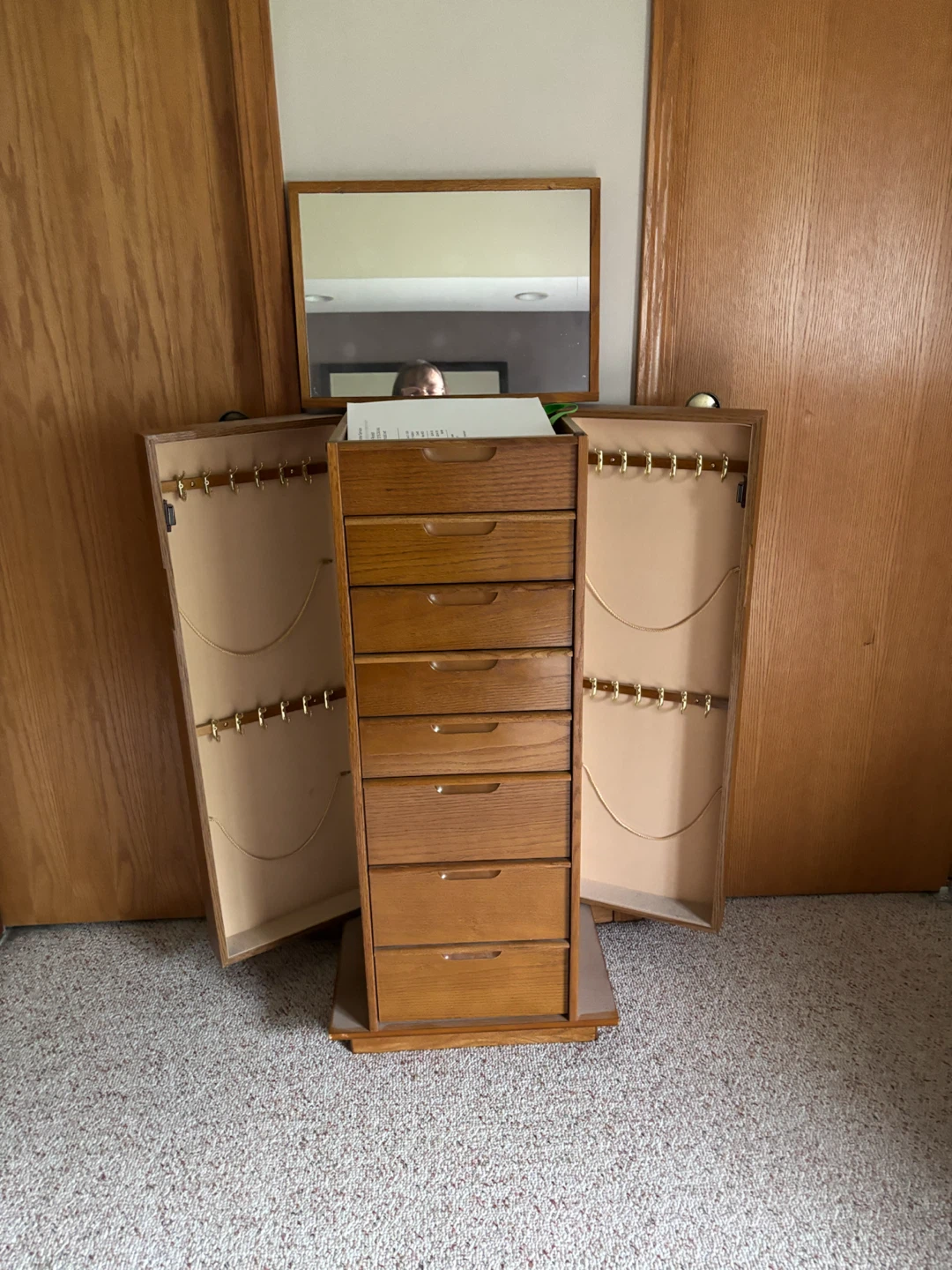 Wooden Jewelry Armoire with Mirror - photo 2