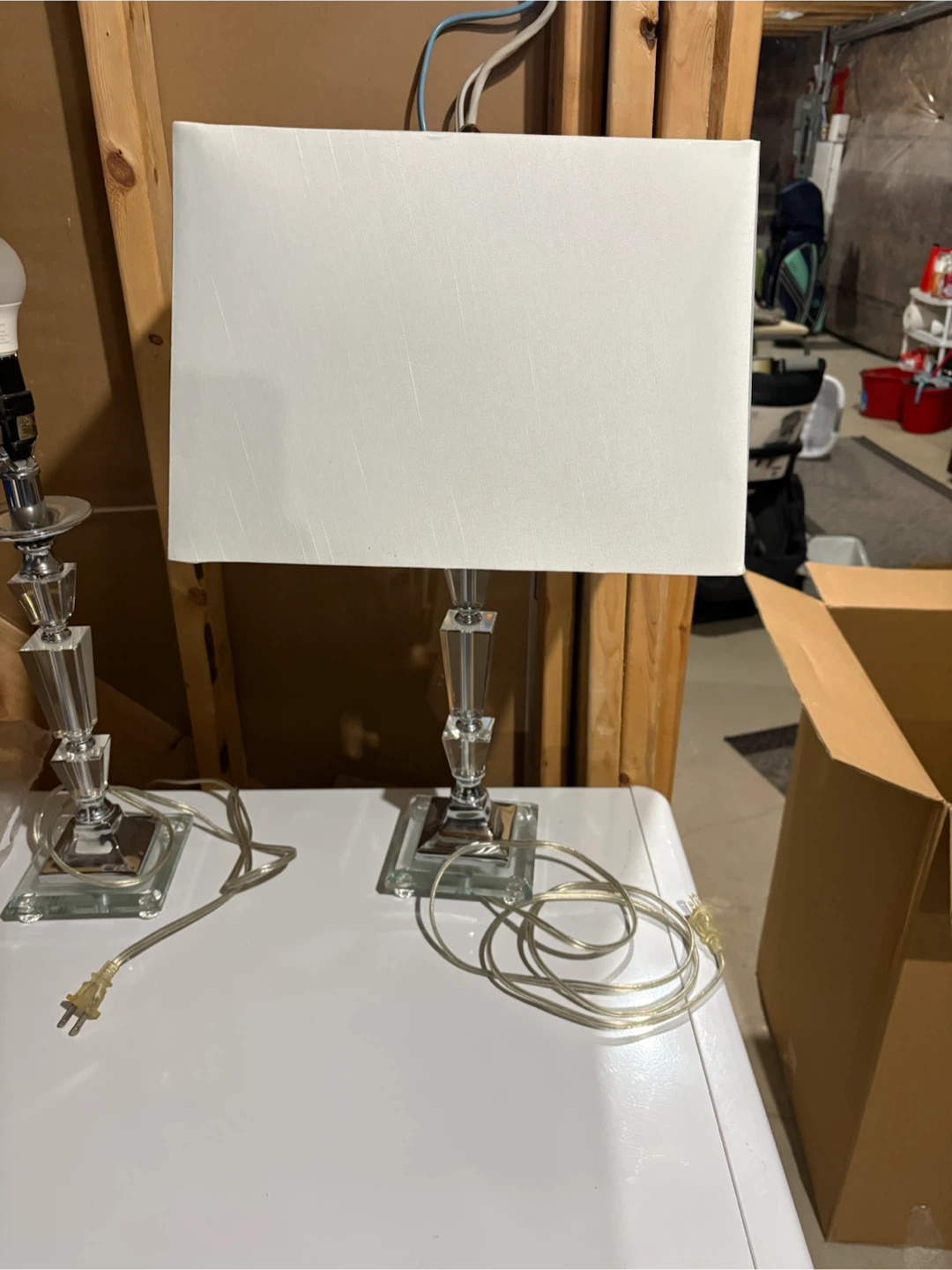 Set of 2 Crystal Table Lamps with White Shades - photo 2