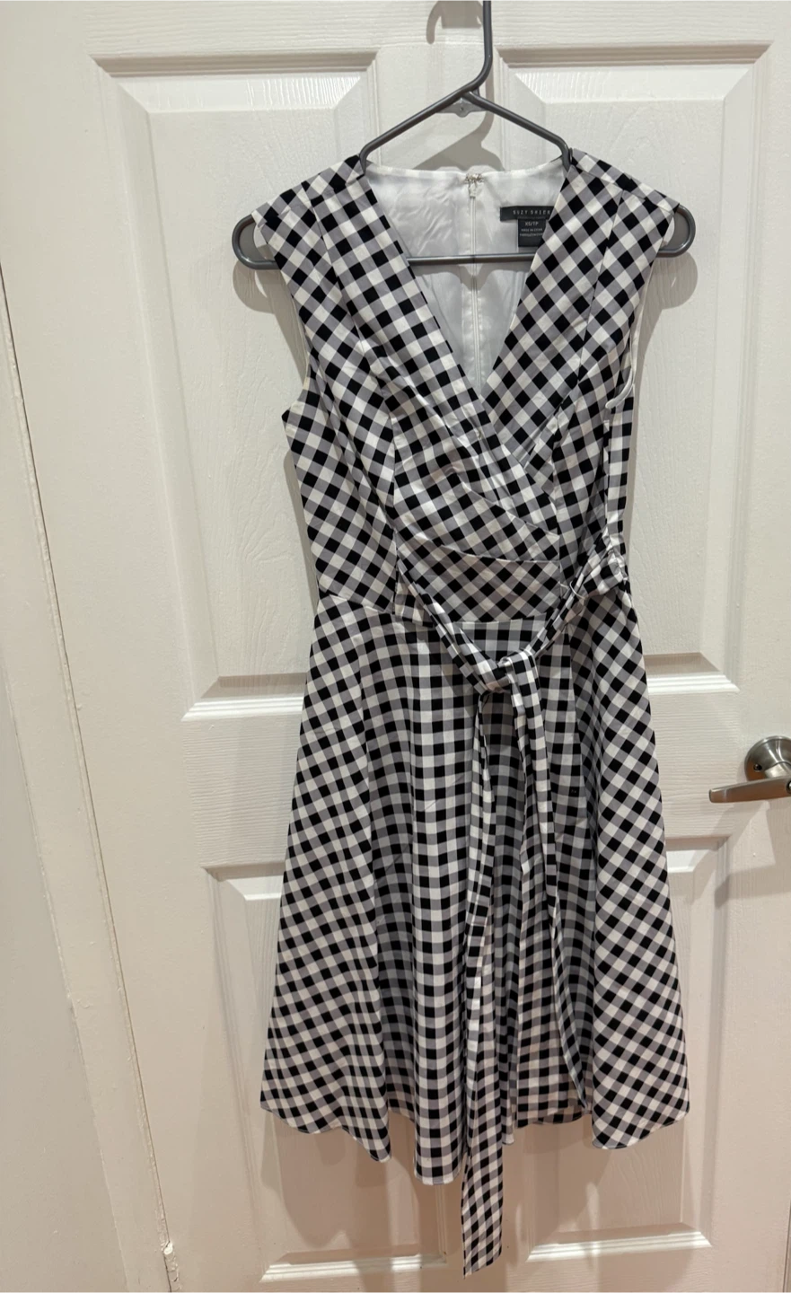 Suzy Shier Black and White Gingham Dress
