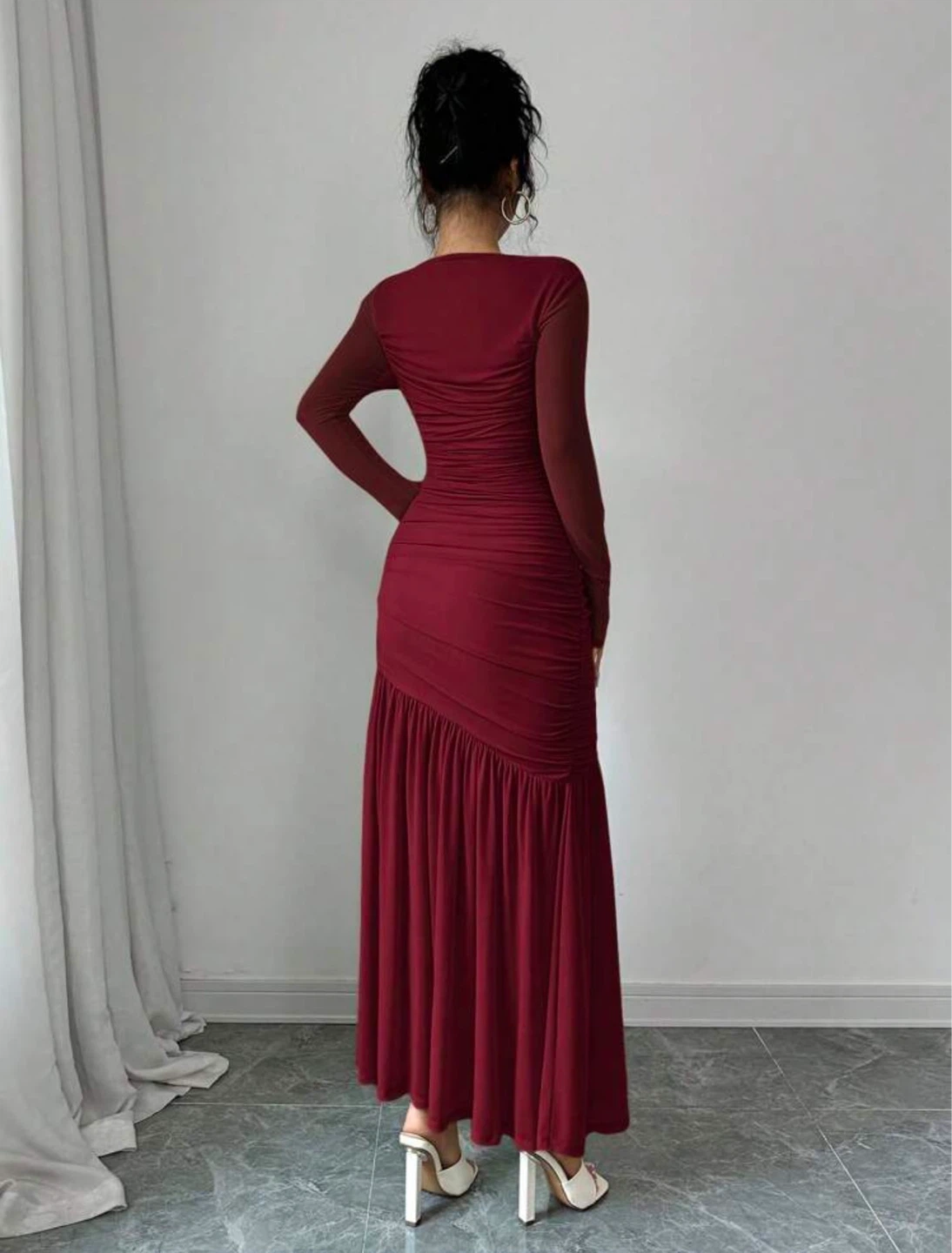 Long Sleeve Ruched Maxi Dress - photo 2