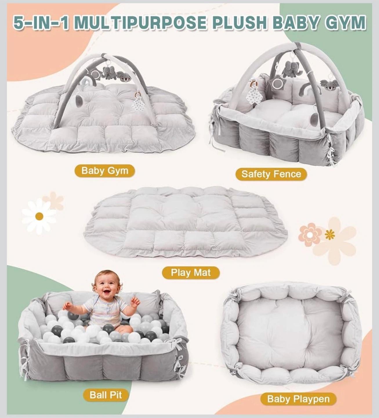 5-in-1 Multipurpose Baby Gym and Playpen