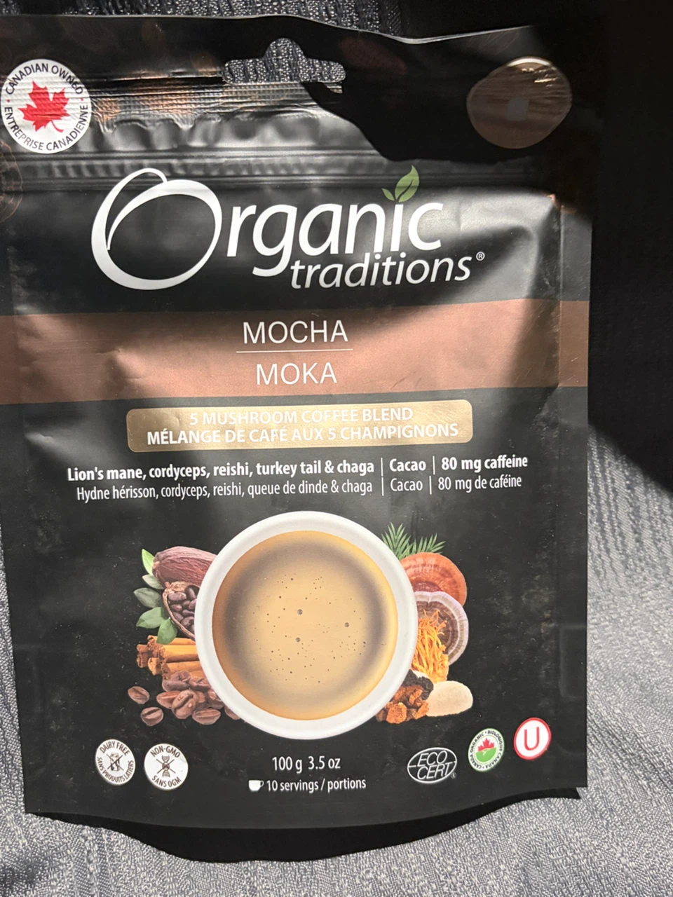 Organic Traditions Mocha 5 Mushroom Coffee Blend