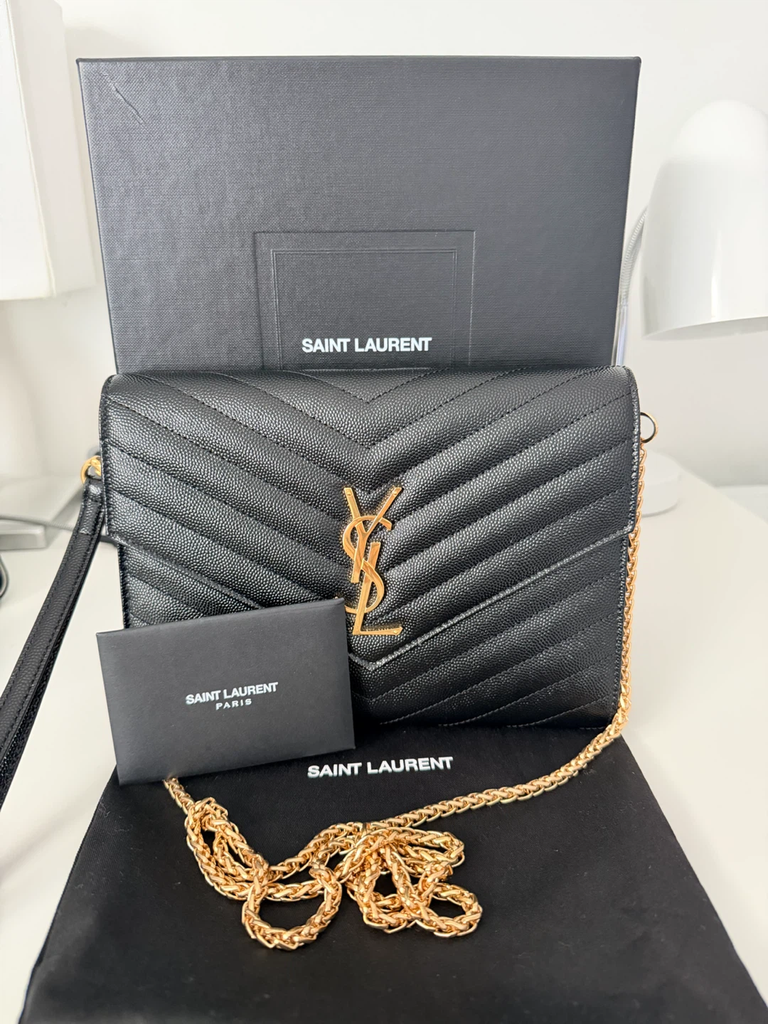 CASSANDRE MATELASSÉ FLAP POUCH IN GRAIN DE POUDRE LEATHER - photo 2