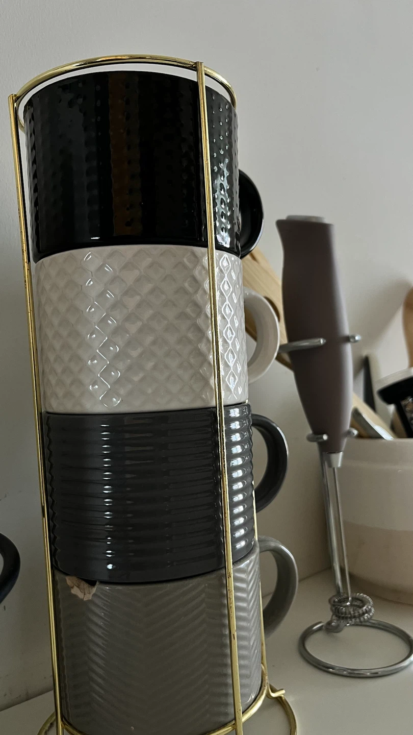 Stackable Mugs with Gold Holder Set - photo 2