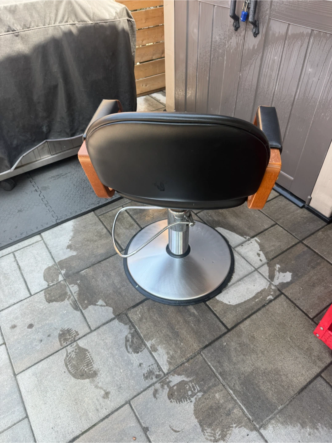 Black Hydraulic Barber Chair with Wood Accents - photo 3