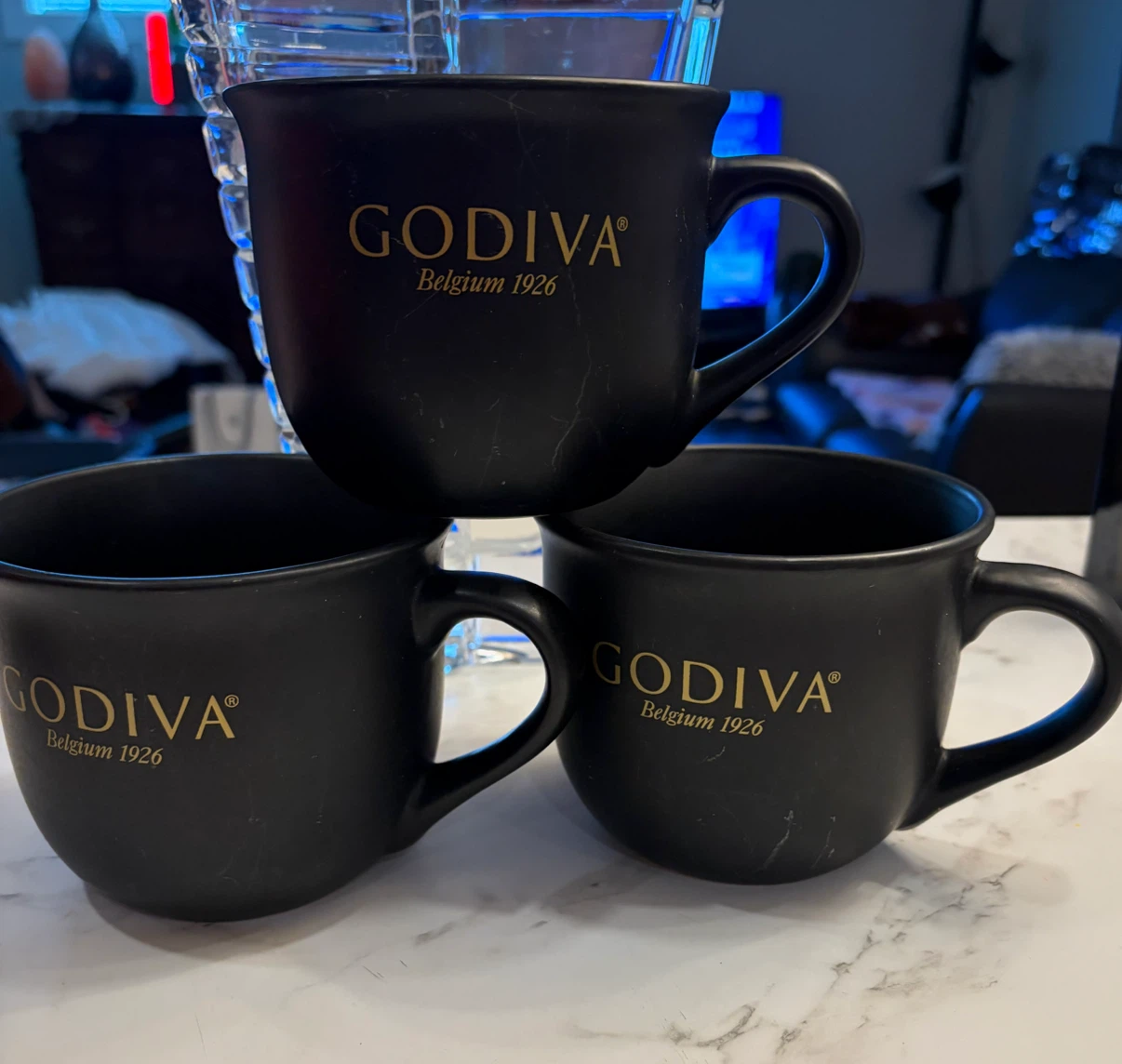 Set of 3 Godiva Black Mugs