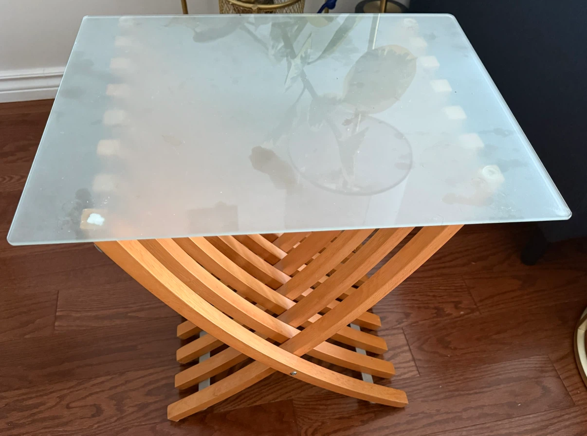 Foldable glass top Side table - photo 3