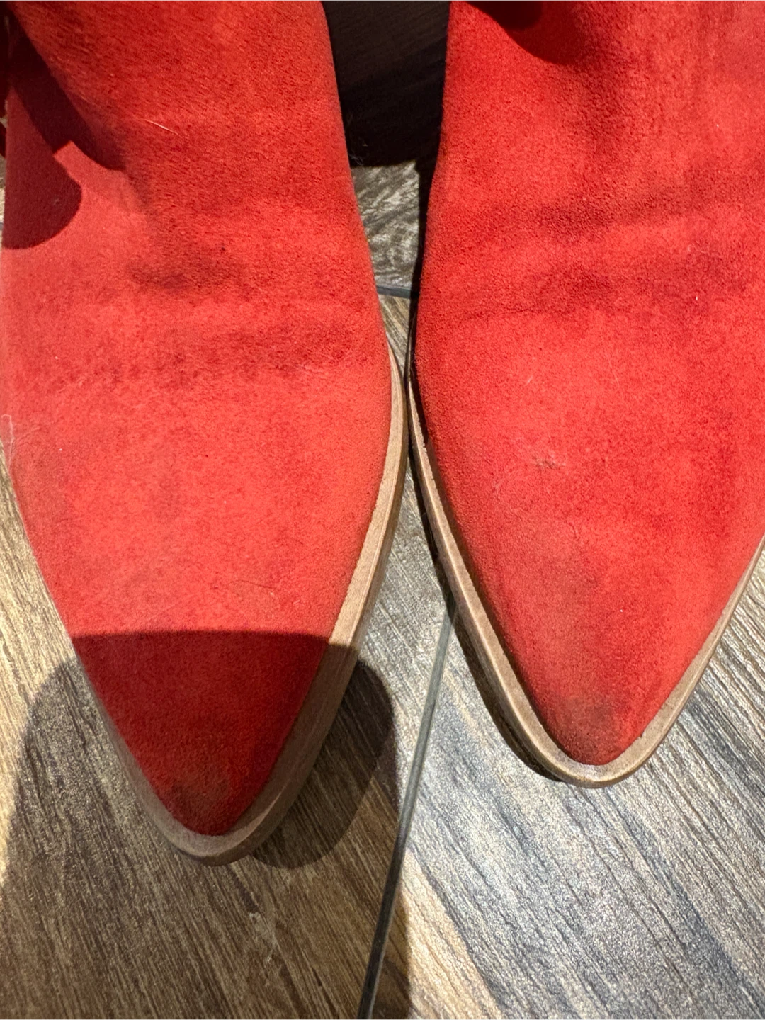 Red Suede Fringe Ankle Boots (used) - photo 3