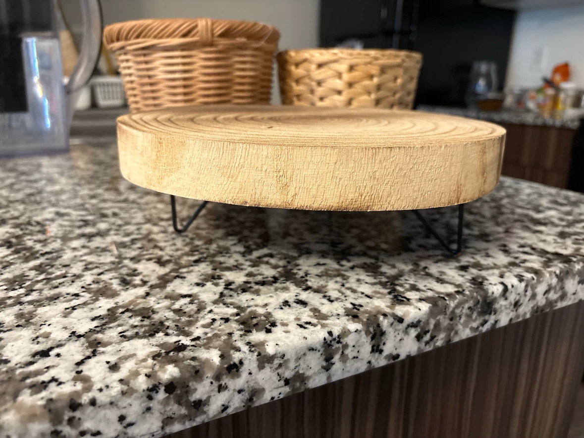 Wood Slice Cake Stand with Woven Baskets - photo 2