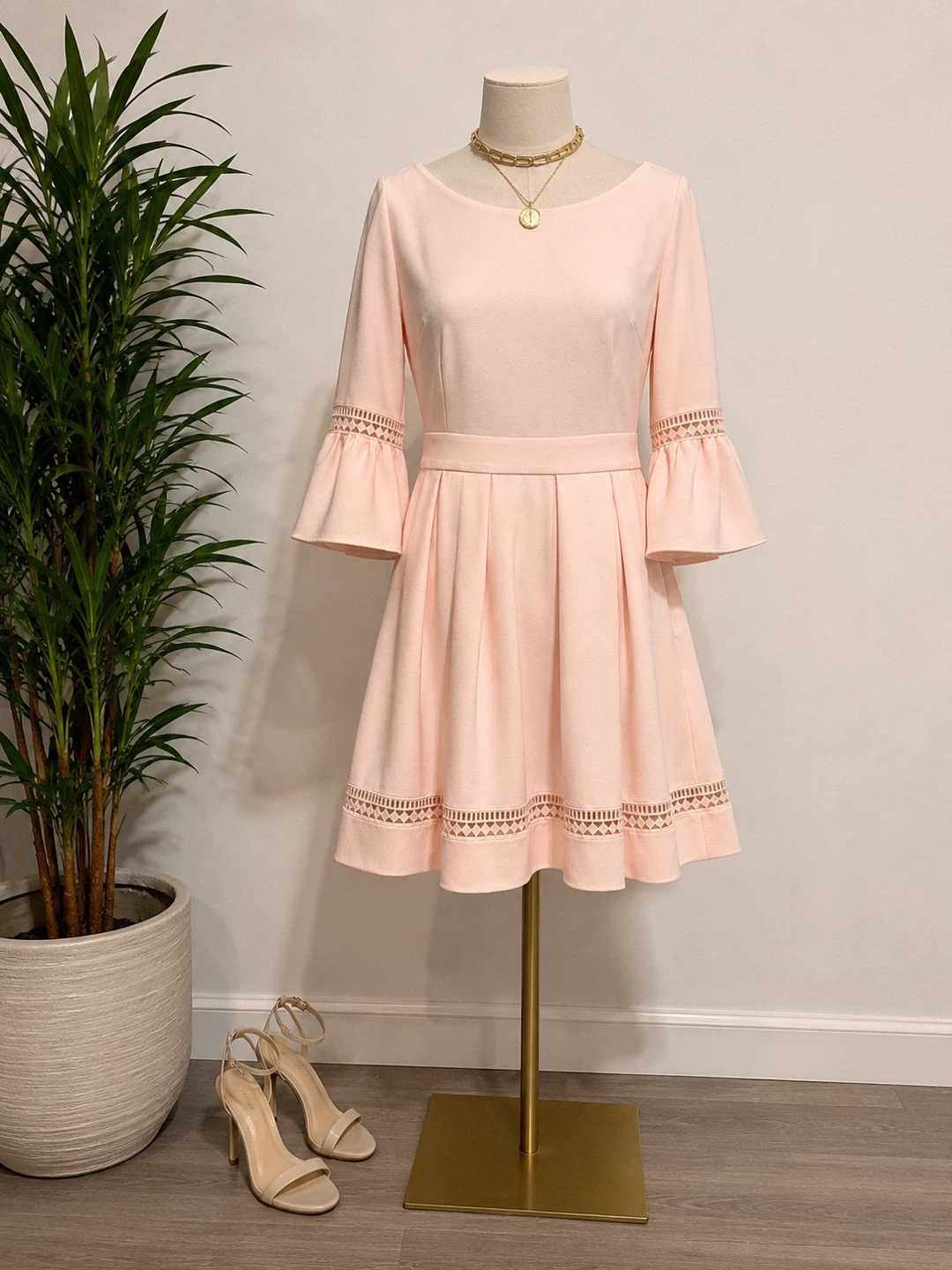 Eliza J Pink Bell Sleeve Dress Size 14
