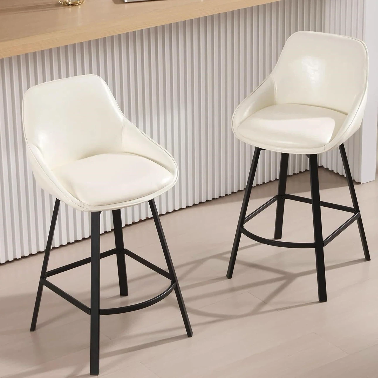 White Swivel Barstools (Set of 2)