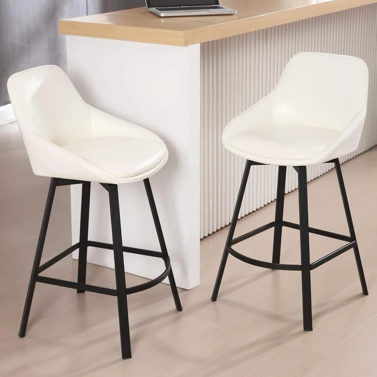 White Swivel Barstools (Set of 2) - photo 2