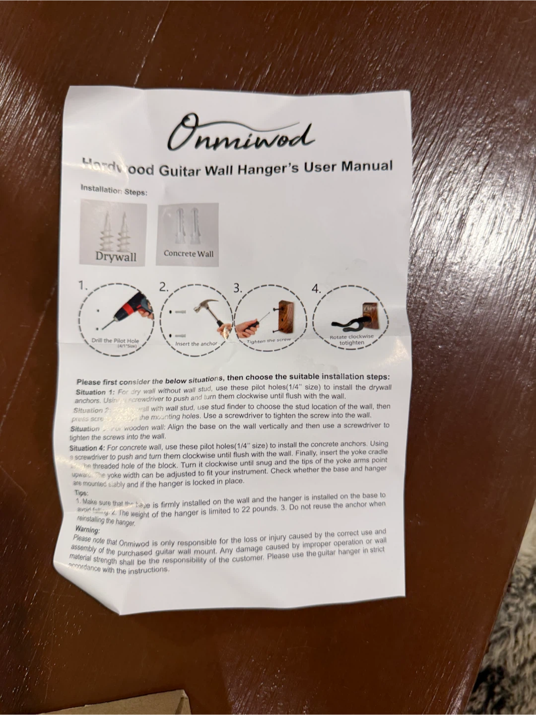 BRAND NEW! 2 Pack Hardwood Guitar Wall Hangers - photo 3