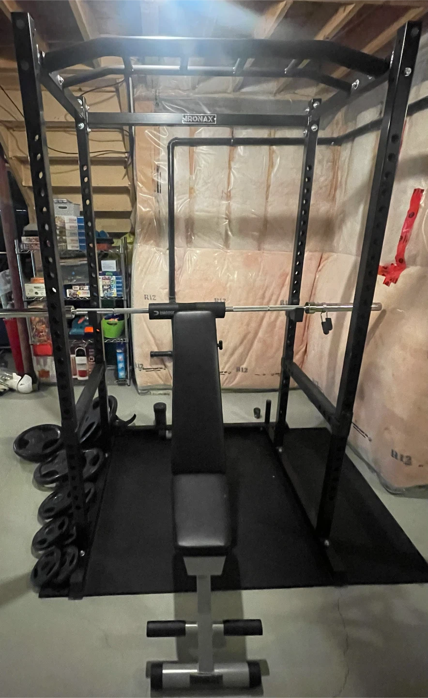 IRONAX Power Rack with Bench and Weight Plates