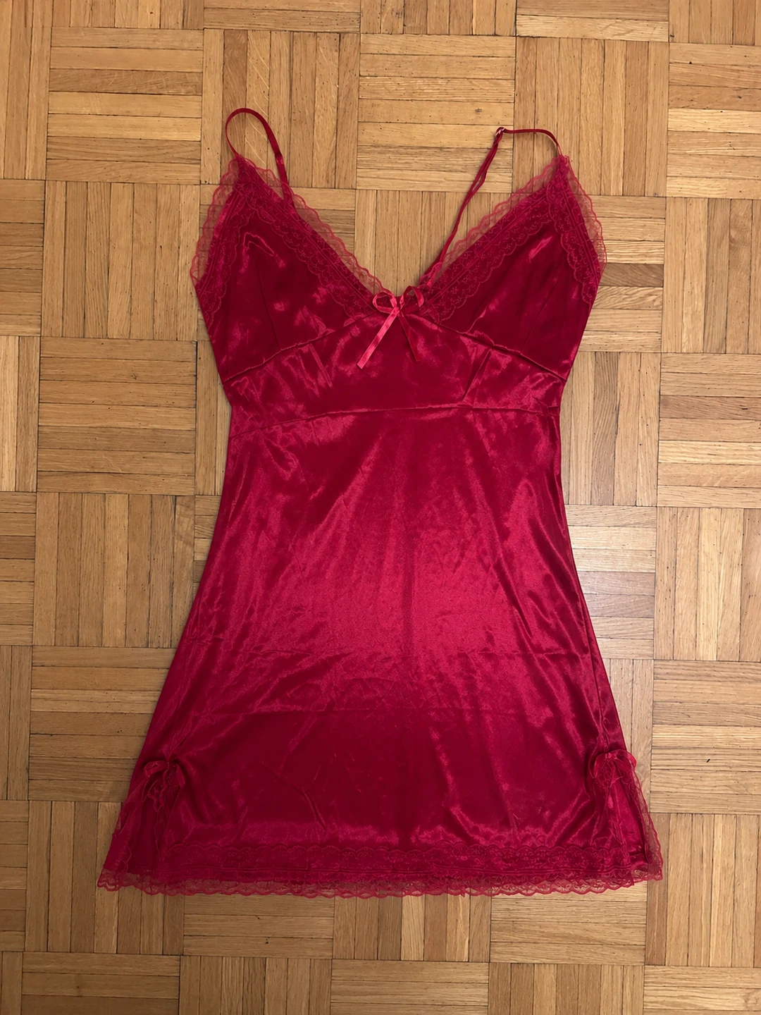 Red Satin Lace Nightgown