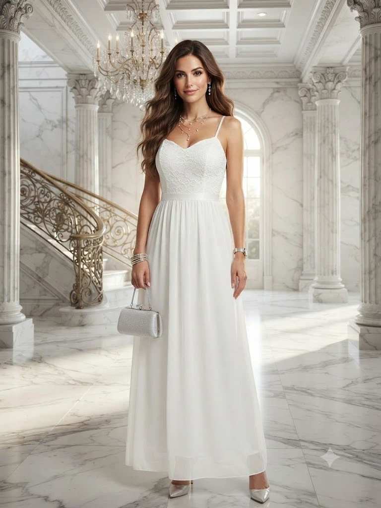 DRESSTELLS White Lace Maxi Dress XL