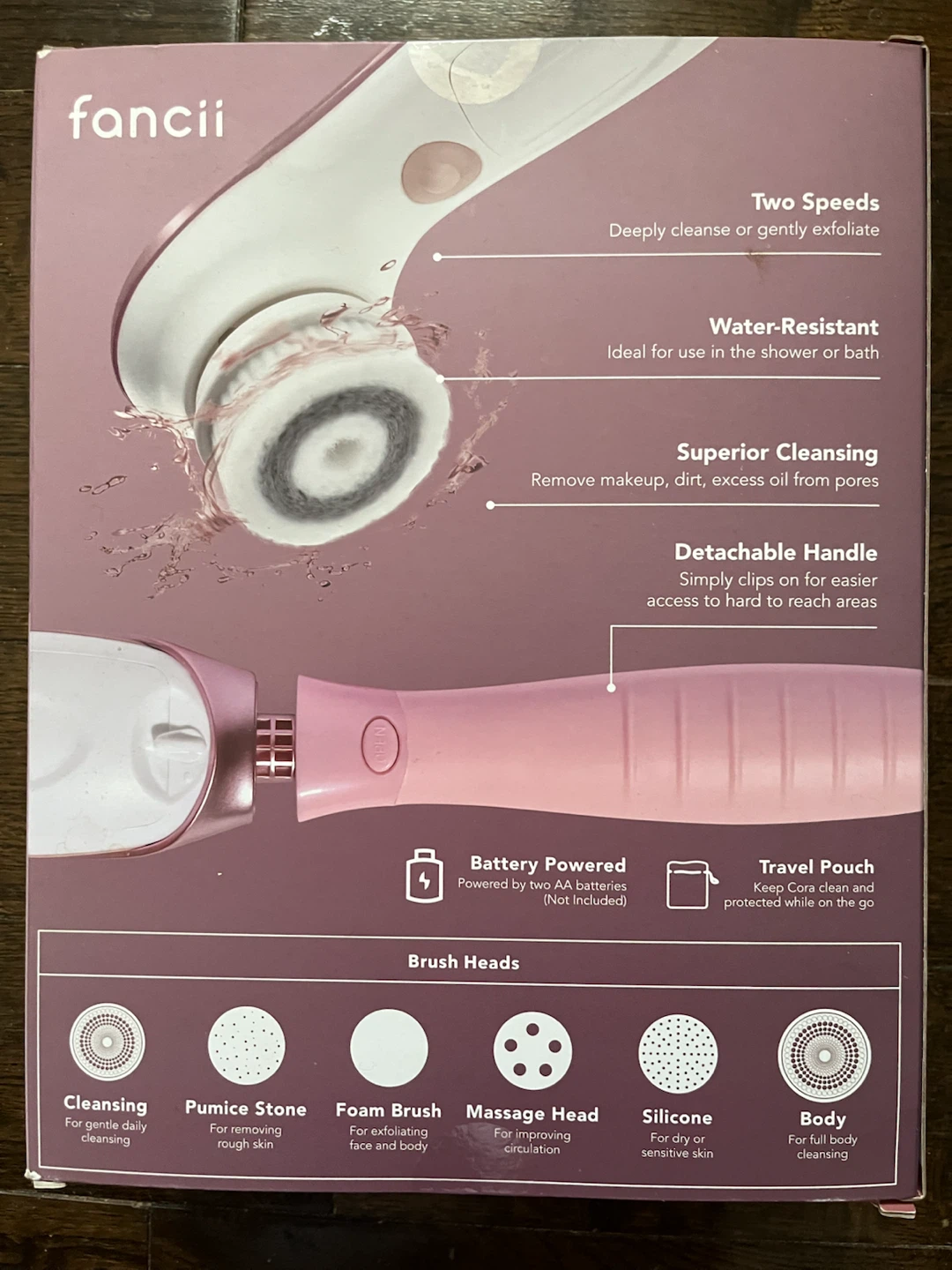 Fancii Cora 7 Facial Cleansing Brush with Travel Pouch - photo 2