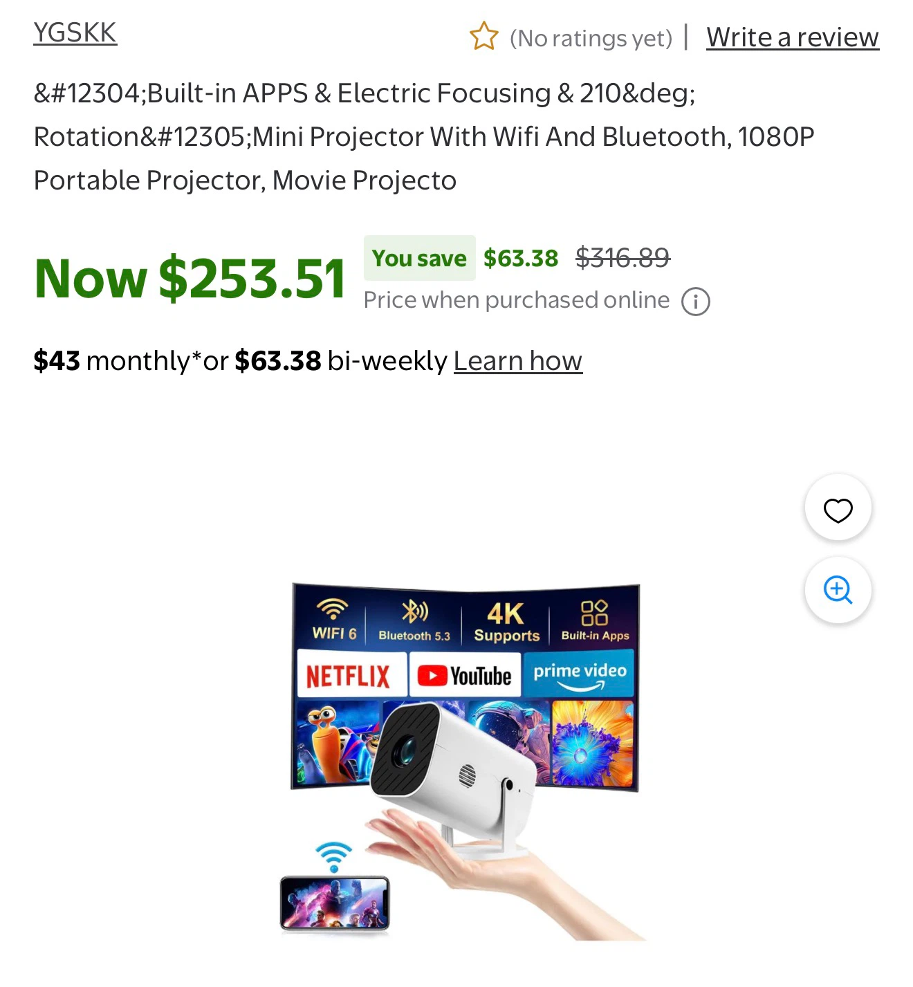 YGSKK Portable LED Projector with Remote - photo 3