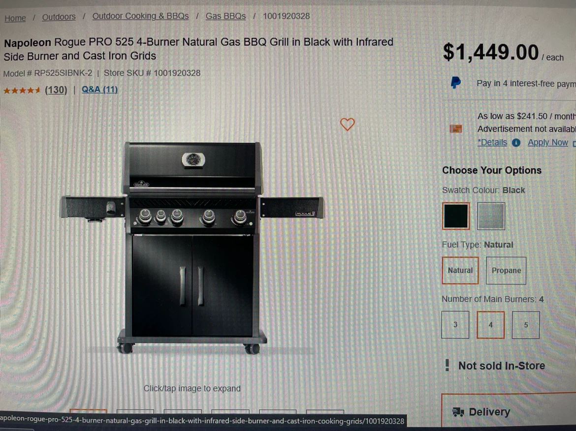 Napoleon Rogue Natural Gas BBQ
