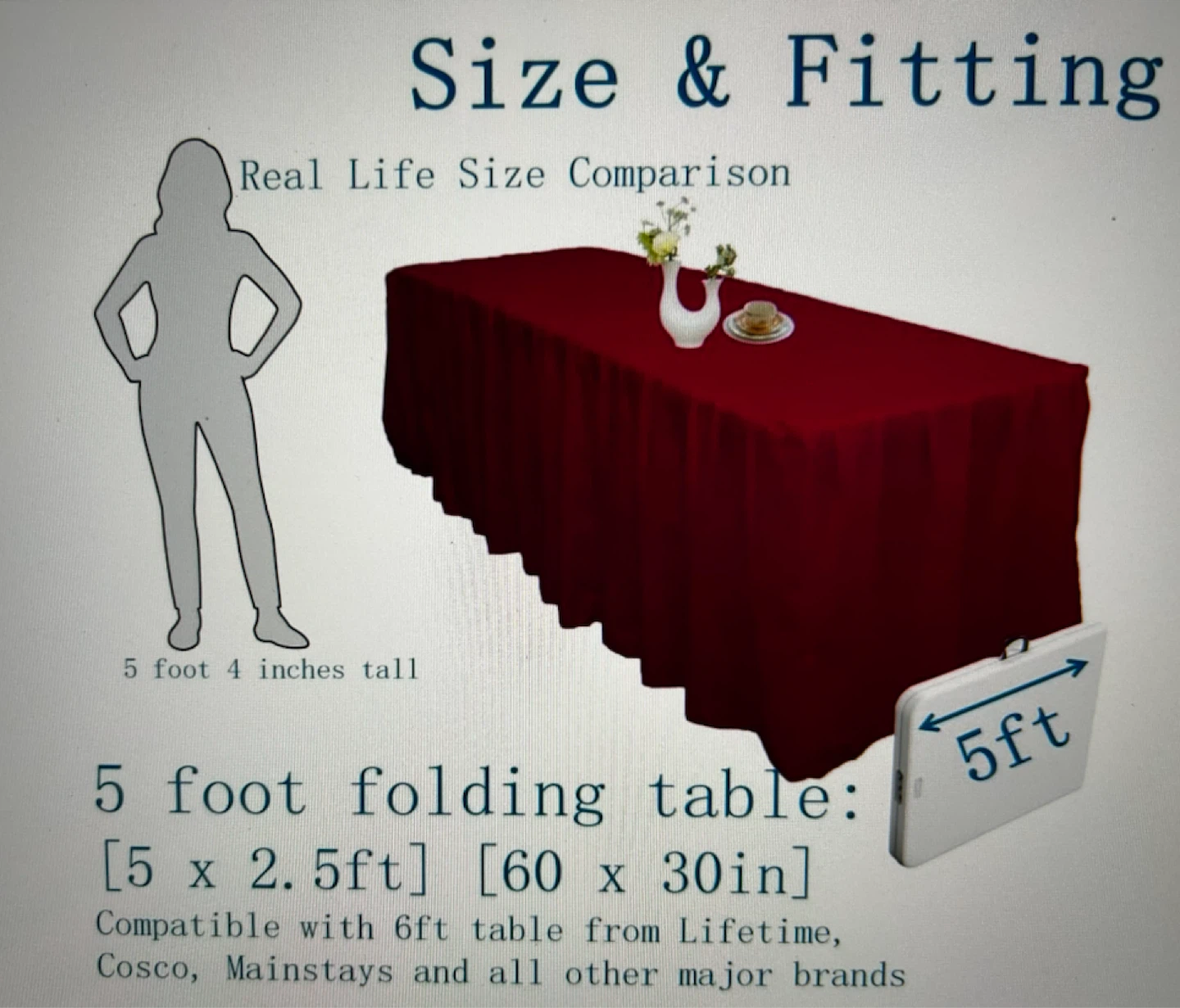 Table Skirt for 5ft Folding Table - photo 2