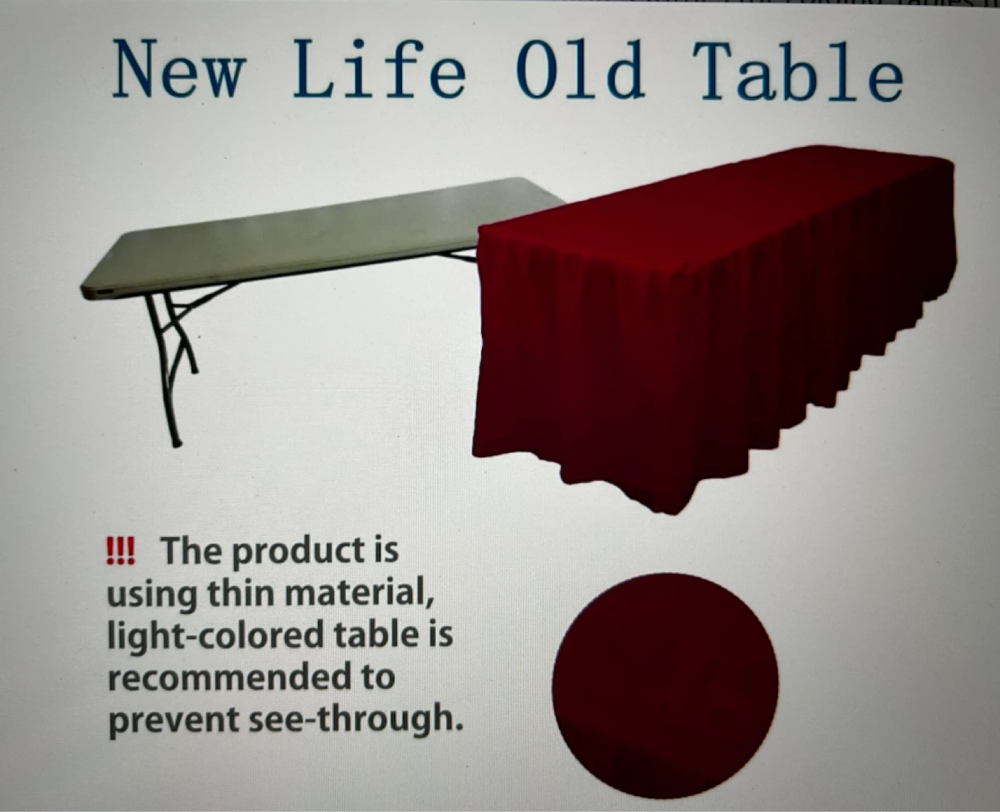 Table Skirt for 5ft Folding Table - photo 4