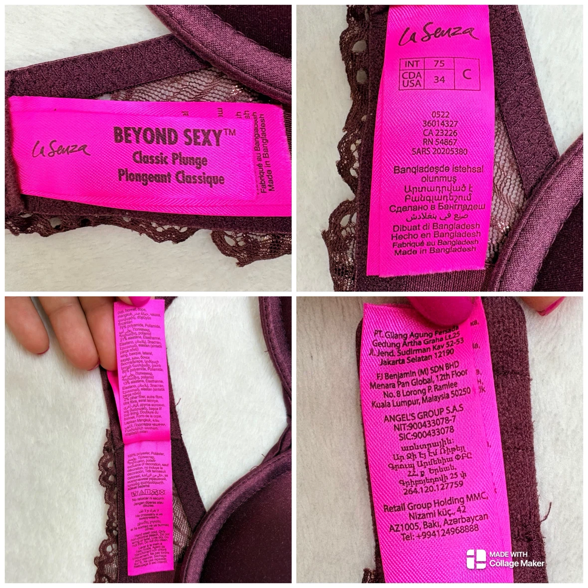 La Senza Beyond Sexy Classic Plunge Bra Lace Back Size 34C - photo 2