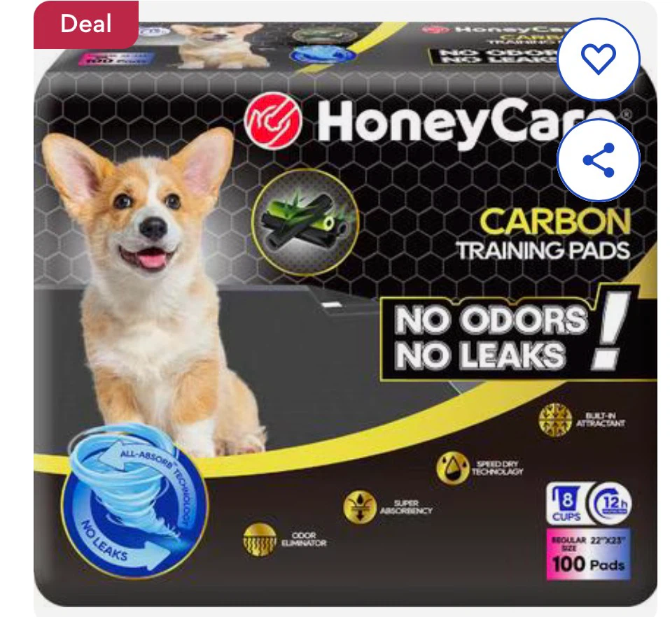 HoneyCare Carbon Training Pads - 100 Count - Regular 22"x23"
