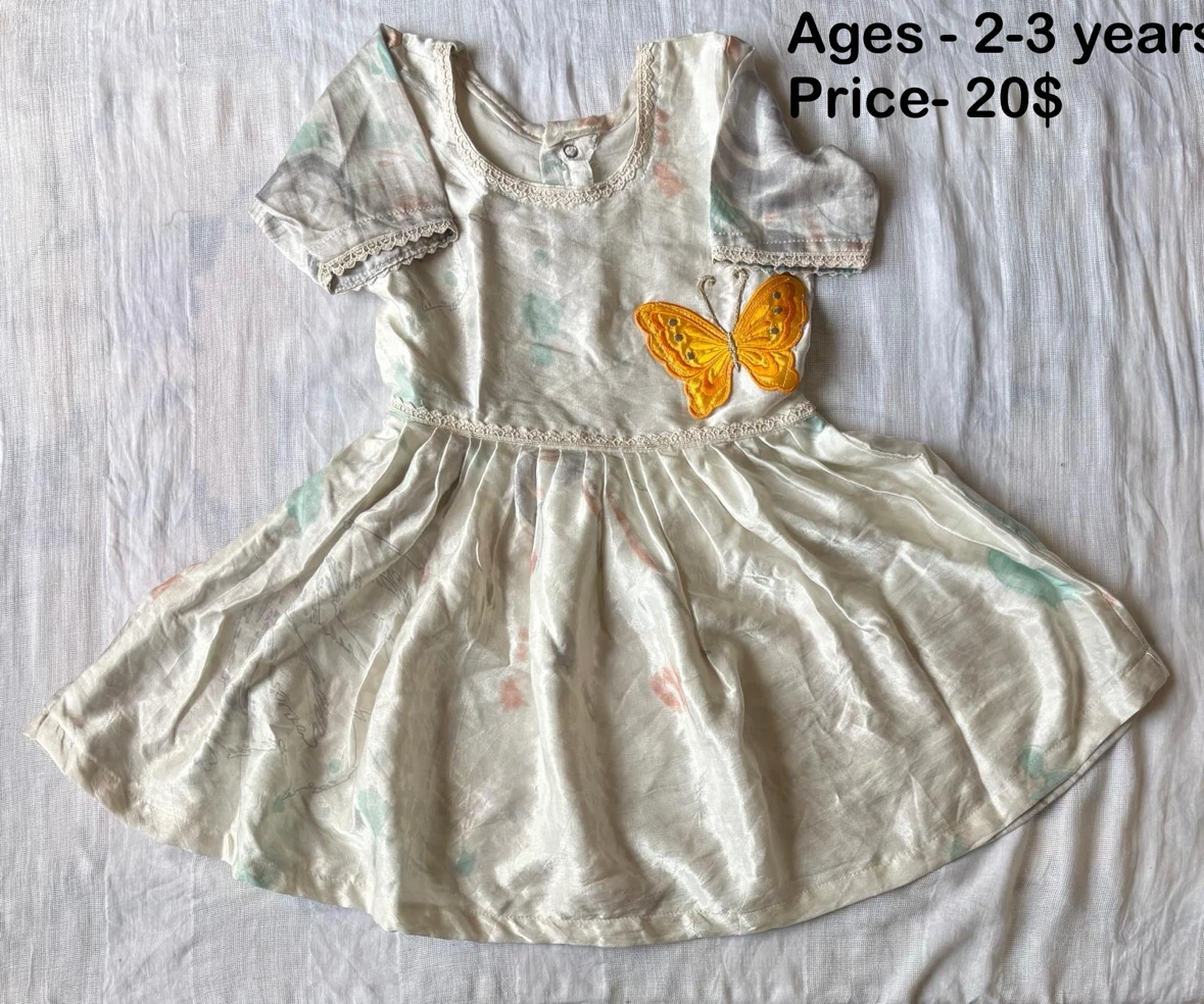 White Dress with Butterfly - Ages 2-3 Years