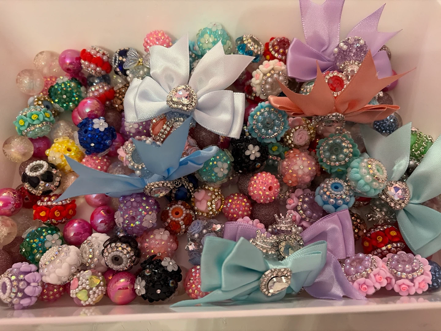 Assorted Rhinestone Beads with Bows