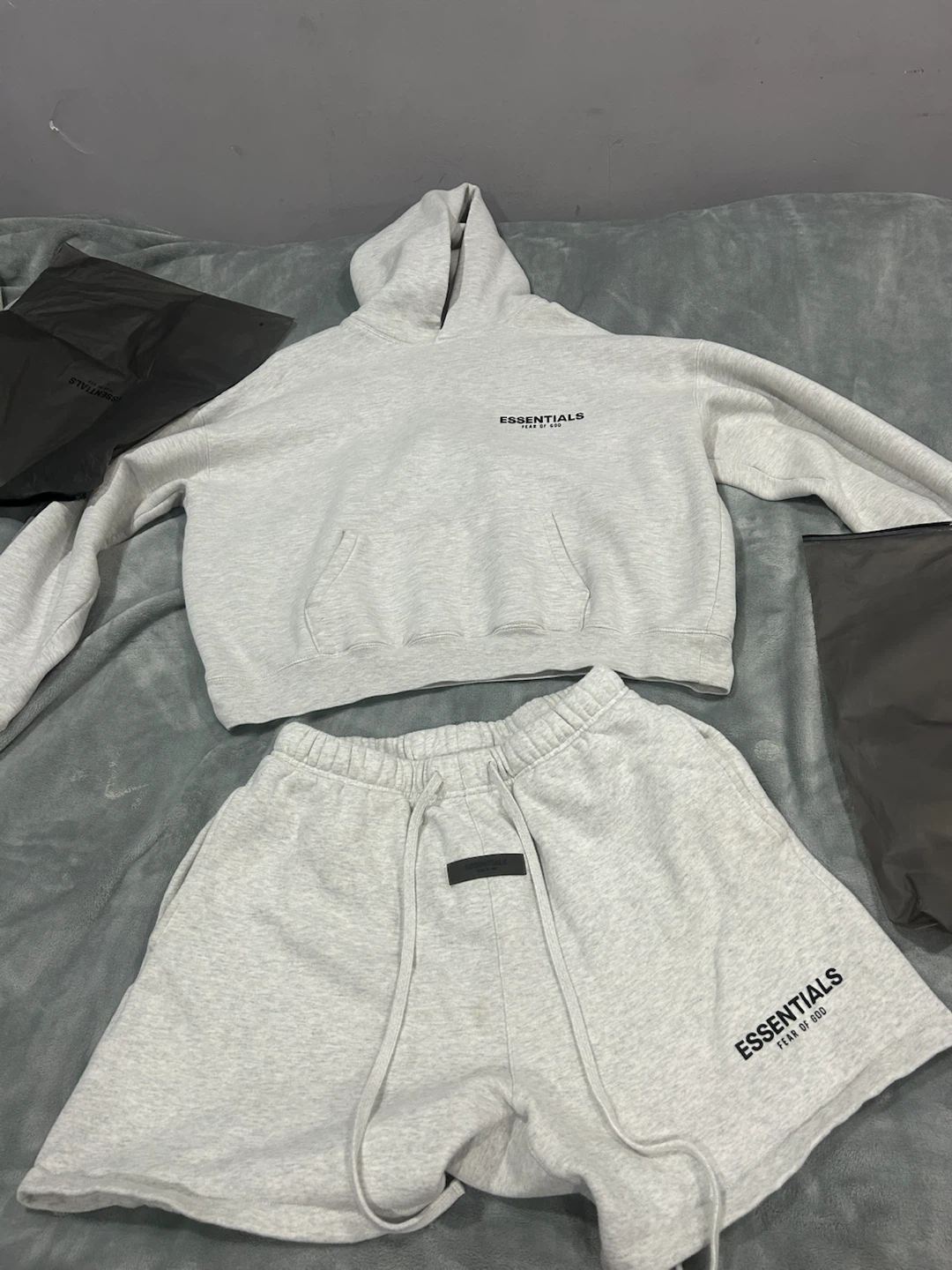ESSENTIALS Fear of God Hoodie and Shorts Set - Grey, Size M