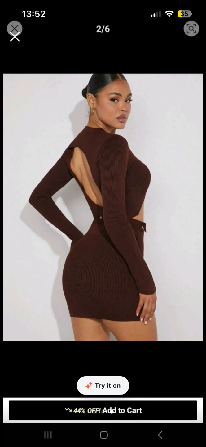Brown Button Sweater Crop Top & Skirt Set NEW - photo 3
